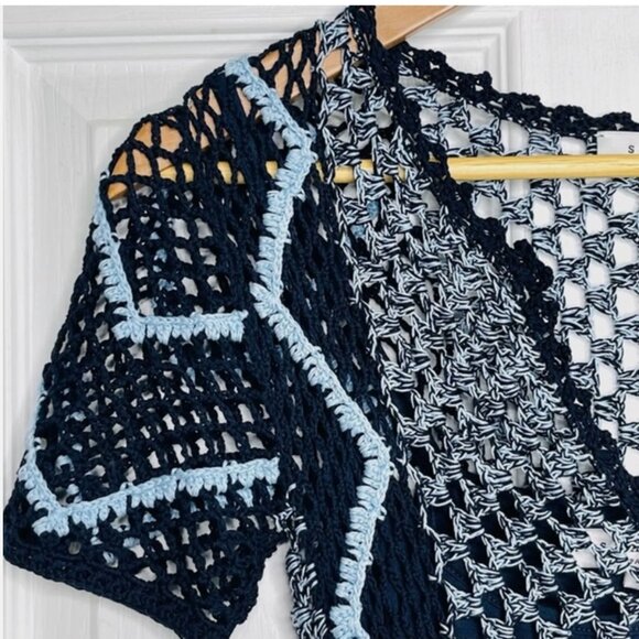 SANDRO Paris Multicolored Crocheted Mini Dress Size 1 - Picture 4 of 7